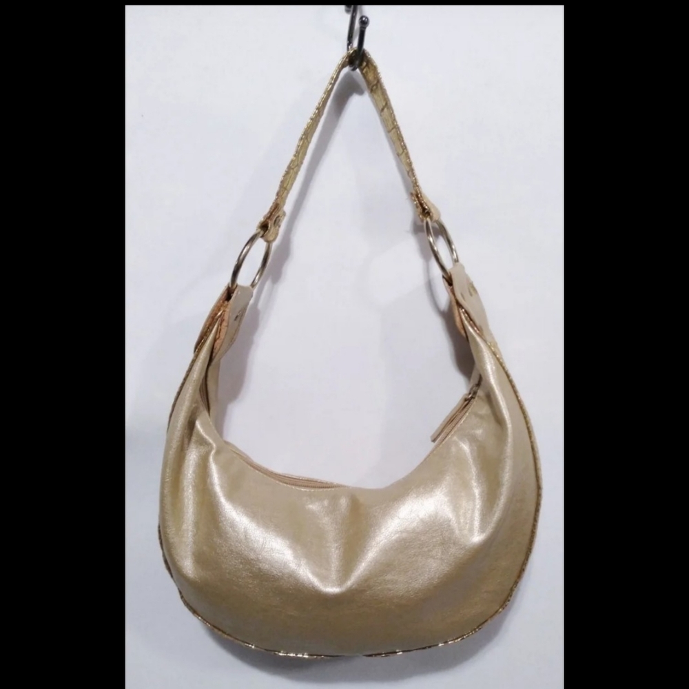 Gold and Beige Shoulder Bag
